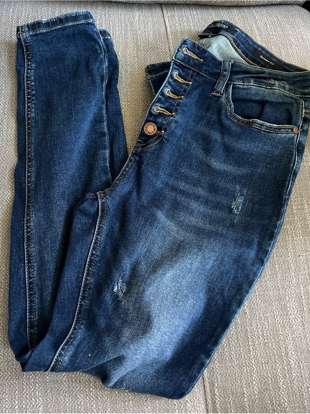 Judy Blue Jeans 7/28 Skinny Fit Women Stretch Blue Denim Button Fly JB8855